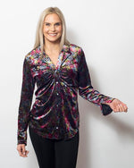 Snoskins Burnout Printed Velvet Button Shirt 13633-24F