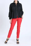 IC Collection Shirred Sleeve Zip-Up Blouson Jacket Style 1395J