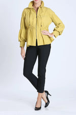 IC Collection Shirred Sleeve Zip-Up Blouson Jacket Style 1395J