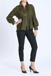 IC Collection Shirred Sleeve Zip-Up Blouson Jacket Style 1395J