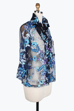 Damee Floral Embroidery Mesh Jacket 2380-BLU