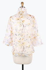 Damee Floral Embroidery Peplum Mesh jacket 2396-Gld