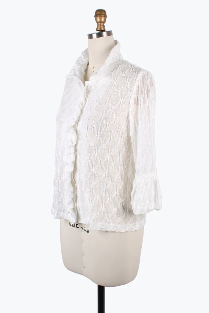 Damee Sparkling Ogee Ruffle Jacket 2397-WHT