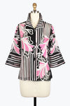 Damee 2407-PNK, BLU S25 Flowers & Stripes Soutache Jacket