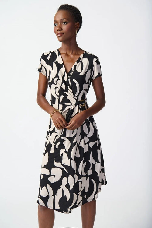 Joseph Ribkoff Abstract Print Silky Knit Wrap Dress 241029