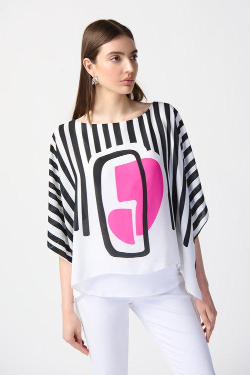 Joseph Ribkoff Abstract Print Georgette Poncho Top 241091