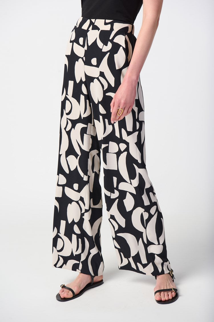 Joseph Ribkoff Abstract Print Woven Wide-Leg Pants 241097