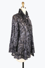 Damee Sequened Metallic Embroidery Flare Jacket 2412-NVY F24