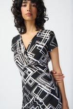 Joseph Ribkoff Geometric Print Silky Knit Wrap Dress 241295