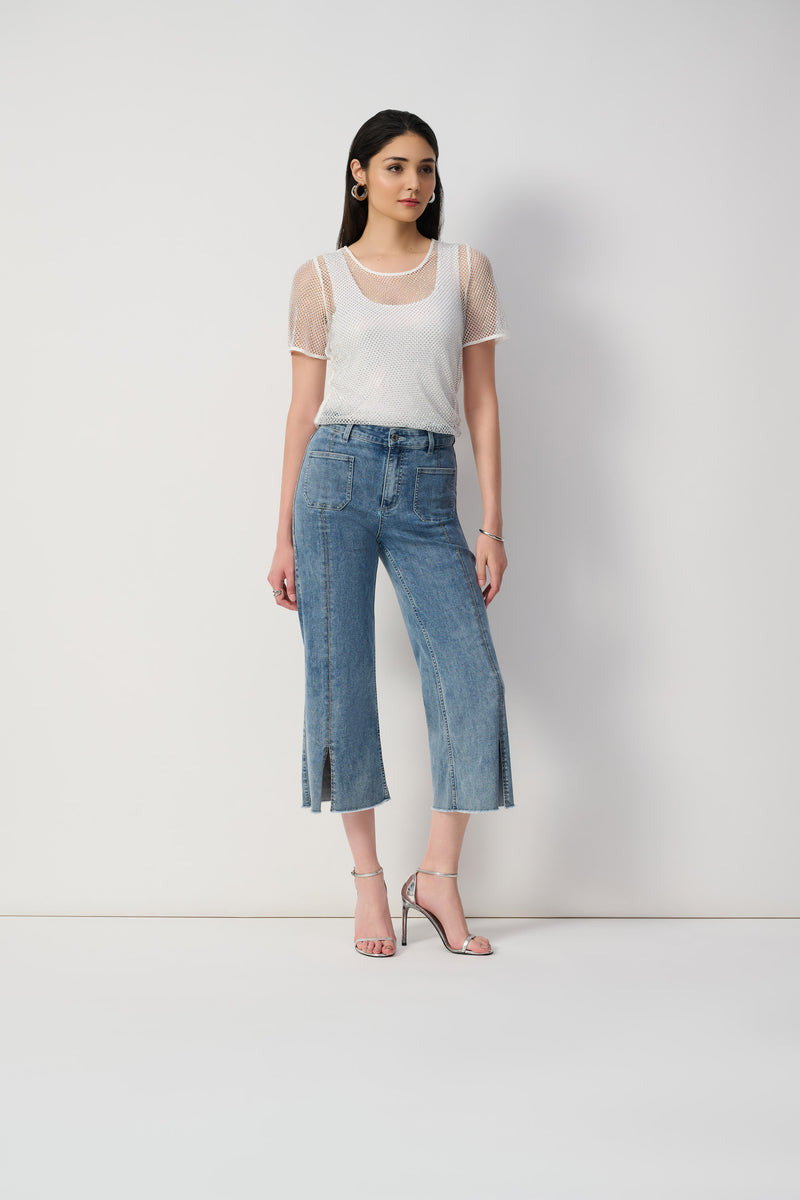 Joseph Ribkoff Culotte Jeans With Embellished Front Seam - 241903S25 - S25