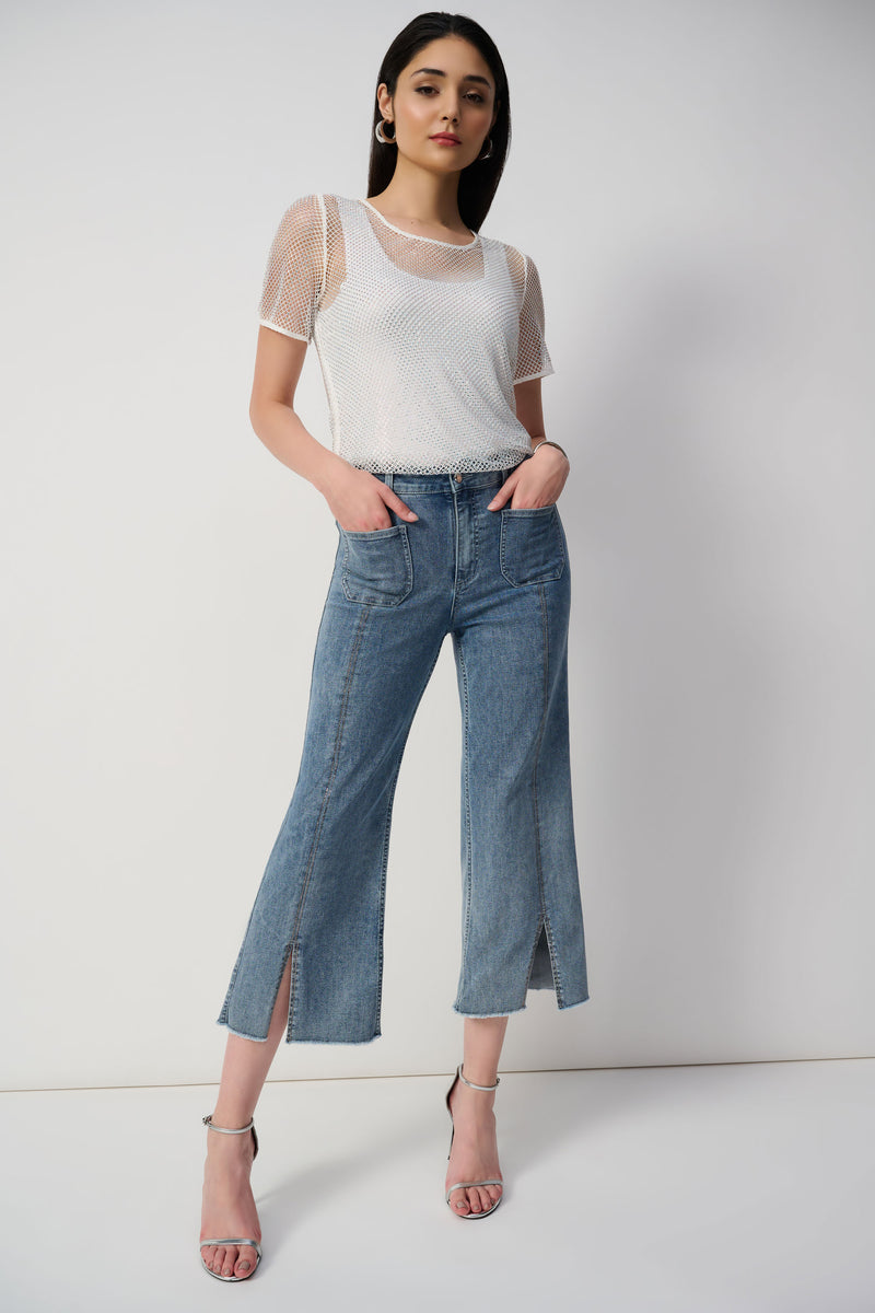 Joseph Ribkoff Culotte Jeans With Embellished Front Seam - 241903S25 - S25