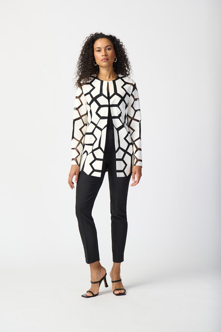 Joseph Ribkoff Laser-Cut Leatherette on Mesh Jacket 241905