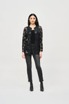 Joseph Ribkoff Laser-Cut Leatherette on Mesh Jacket 241905 Black