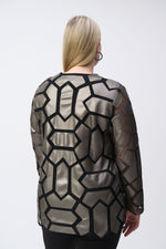 Joseph Ribkoff Laser-Cut Leatherette on Mesh Jacket 241905F24