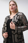 Joseph Ribkoff Laser-Cut Leatherette on Mesh Jacket 241905F24