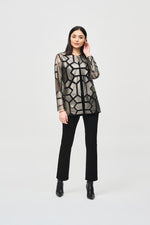 Joseph Ribkoff Laser-Cut Leatherette on Mesh Jacket 241905F24