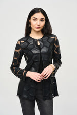 Joseph Ribkoff Laser-Cut Leatherette on Mesh Jacket 241905S25