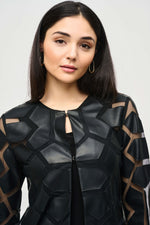 Joseph Ribkoff Laser-Cut Leatherette on Mesh Jacket 241905S25