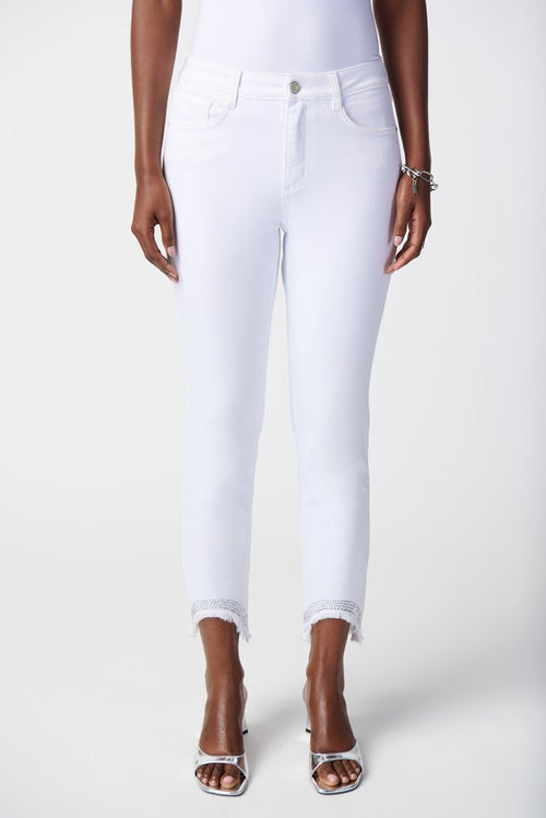 Joseph Ribkoff Cropped Jeans with Frayed Hem 241921