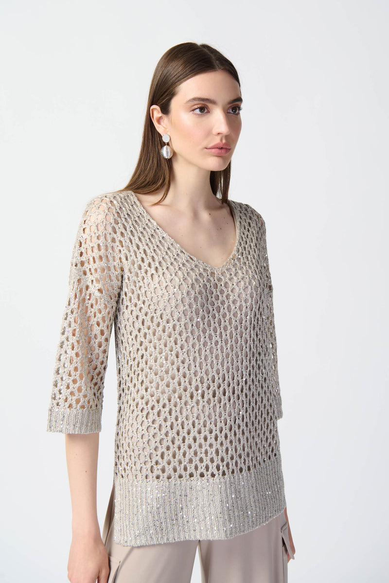 Joseph Ribkoff Open Stitch Sweater with Sequins 241922