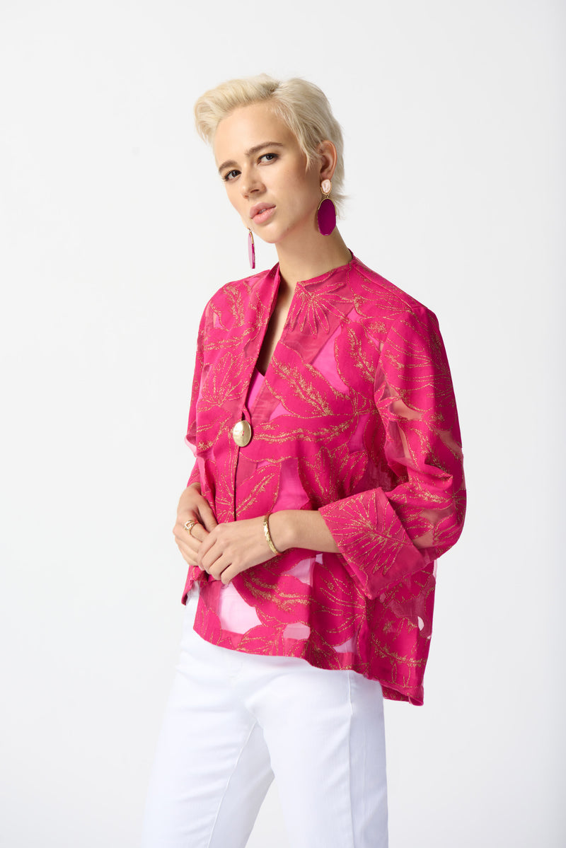 Joseph Ribkoff Jacquard Tropical Print Swing Jacket 242219