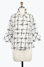 Damee 2424-RSG, WHT S25Sparkling Grid Peplum Jacket