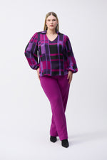 Joseph Ribkoff Satin Abstract Plaid Print Top 243058