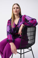 Joseph Ribkoff Satin Abstract Plaid Print Top 243058