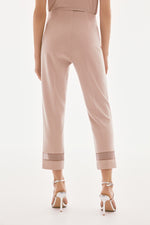 SIlky Knit And Rhinestone Mesh Pants 243753