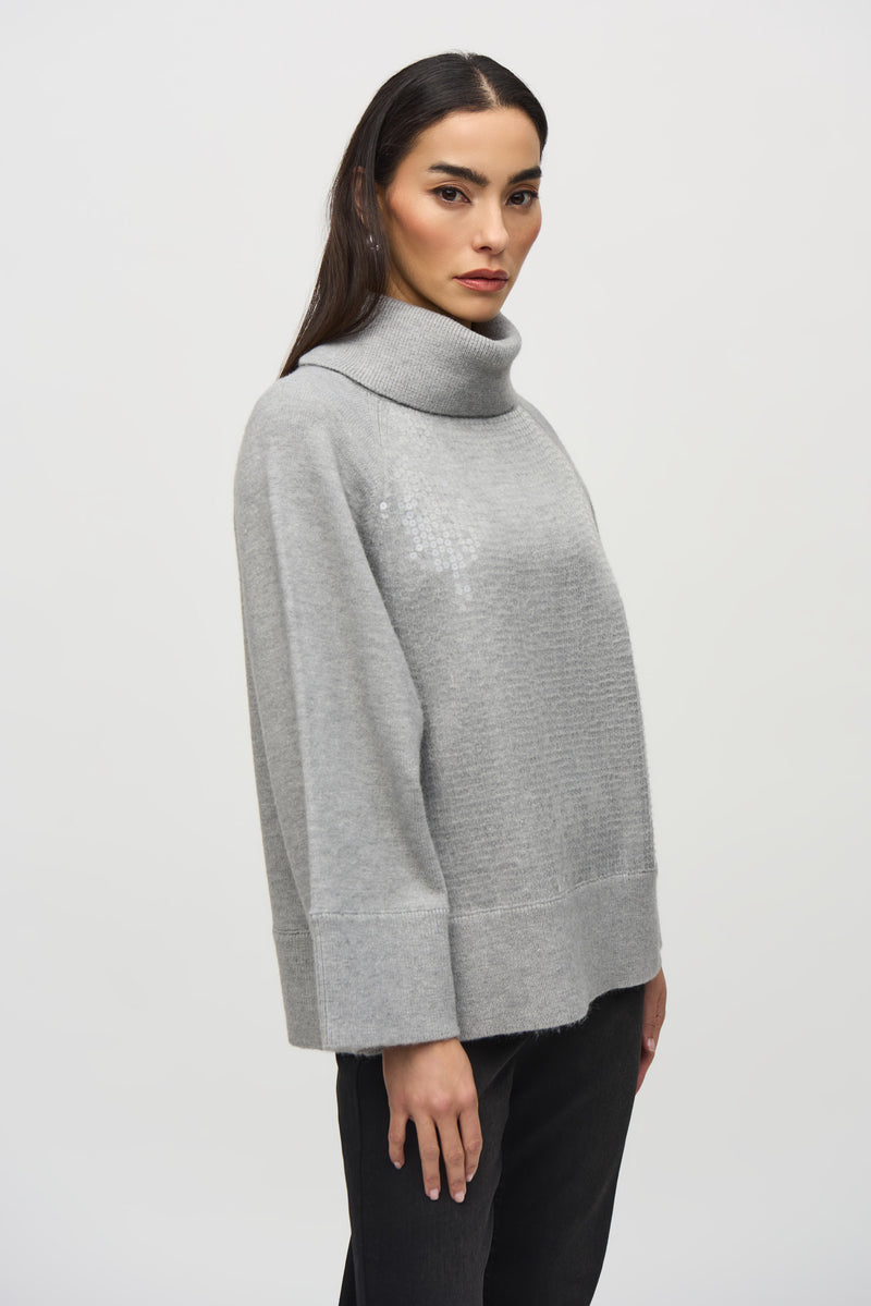 Joseph Ribkoff Sweater Knit Boxy Top With Sequins Detail 244935