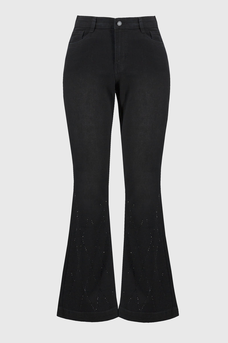 Joseph Ribkoff Classic Flared Denim Pants with Rhinestone Detail 244949