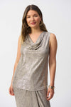 Joseph Ribkoff  Foiled Melange Knit Sleeveless Top 251081