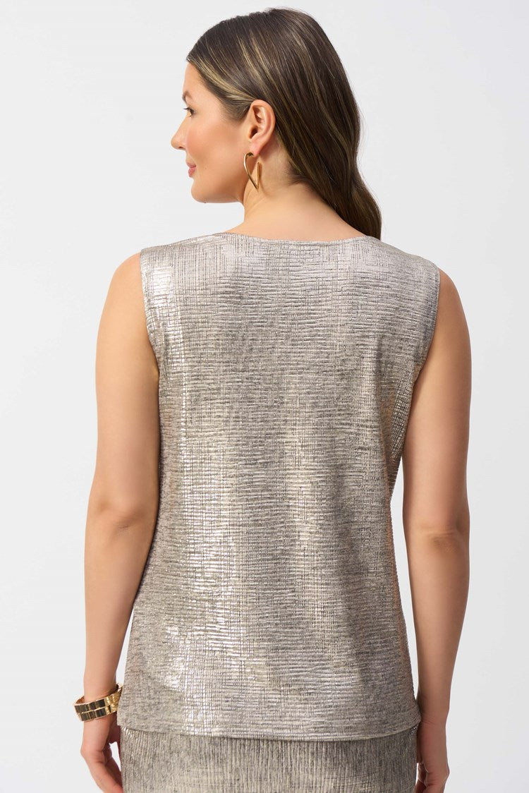 Joseph Ribkoff  Foiled Melange Knit Sleeveless Top 251081