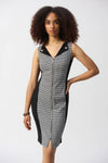 Joseph Ribkoff Jacquard Geometric Print Sheath Dress  - White & Black - 251292 - S25