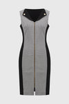 Joseph Ribkoff Jacquard Geometric Print Sheath Dress  - White & Black - 251292 - S25