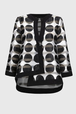 Joseph Ribkoff Signature Shadow Stripe Dot Print Swing Jacket - Black & Vanilla - 251772 - S25