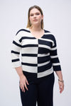 Joseph Ribkoff Striped Sweater Knit V-Neck Pullover - 251914 - S25