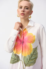 Joseph Ribkoff Embroidered Flower Cotton Shirt 251938