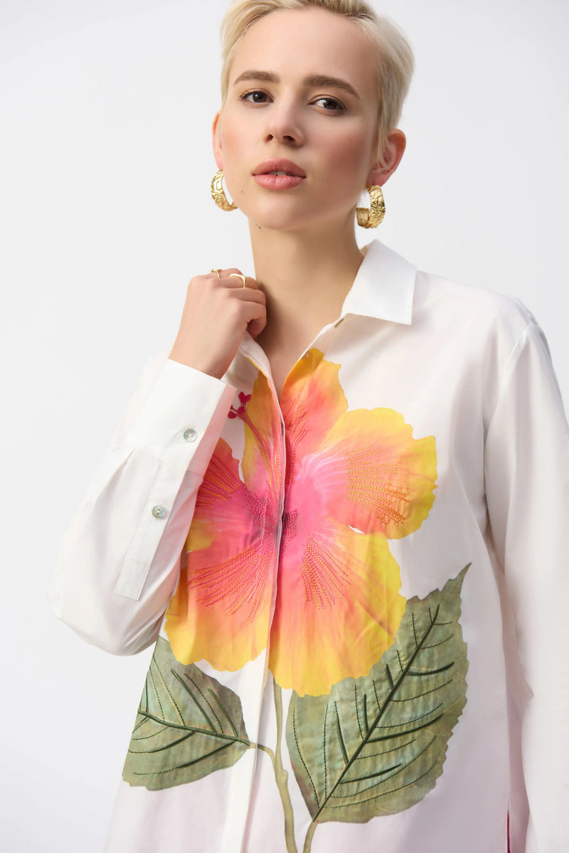 Joseph Ribkoff Embroidered Flower Cotton Shirt 251938 S25