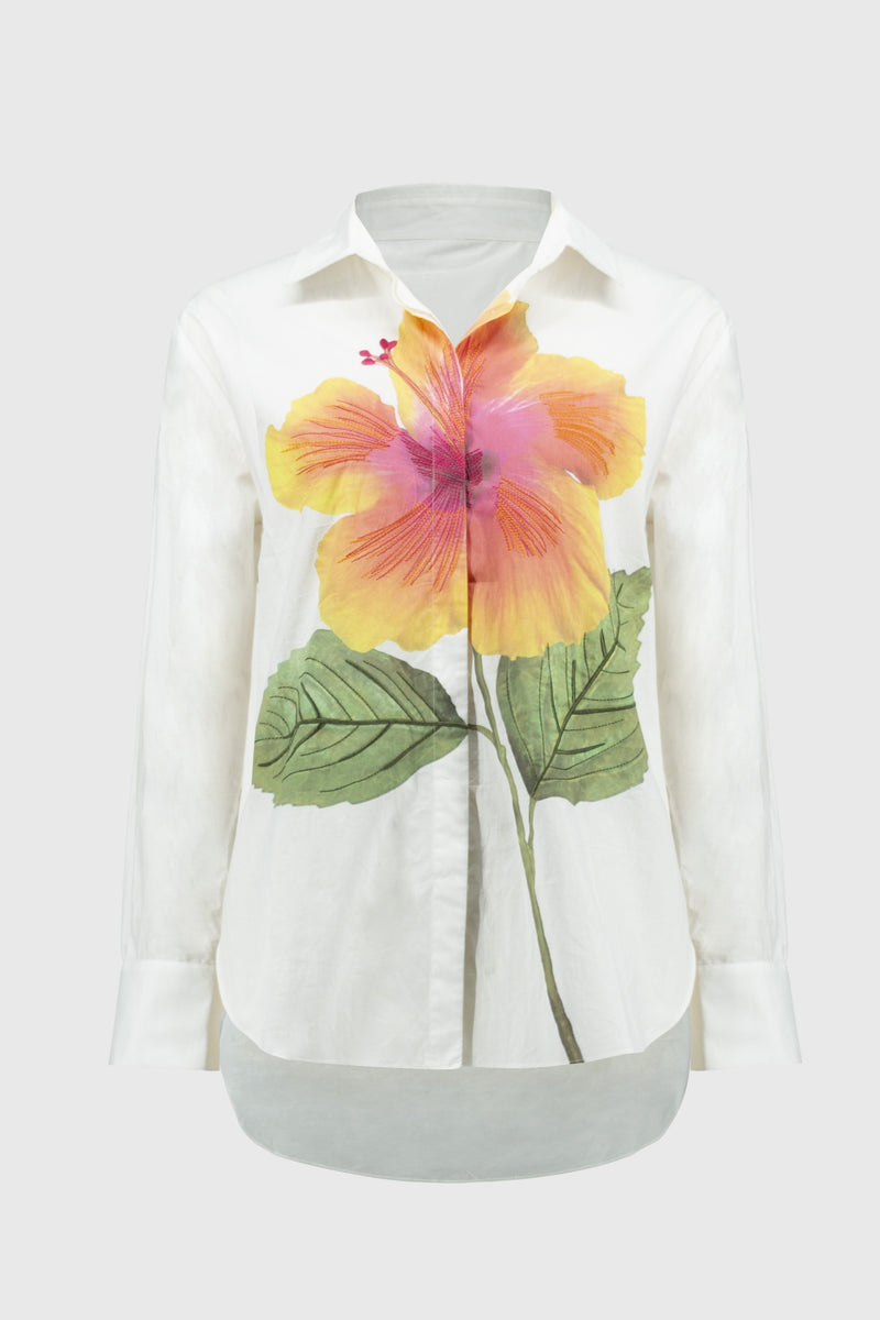 Joseph Ribkoff Embroidered Flower Cotton Shirt 251938