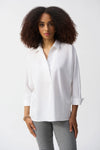 Joseph Ribkoff Poplin Boxy Shirt With Overlapping V-Neck 251948 S25