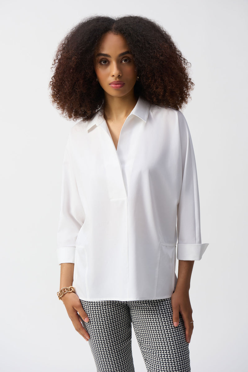 Joseph Ribkoff Poplin Boxy Shirt With Overlapping V-Neck - 251948 - S25