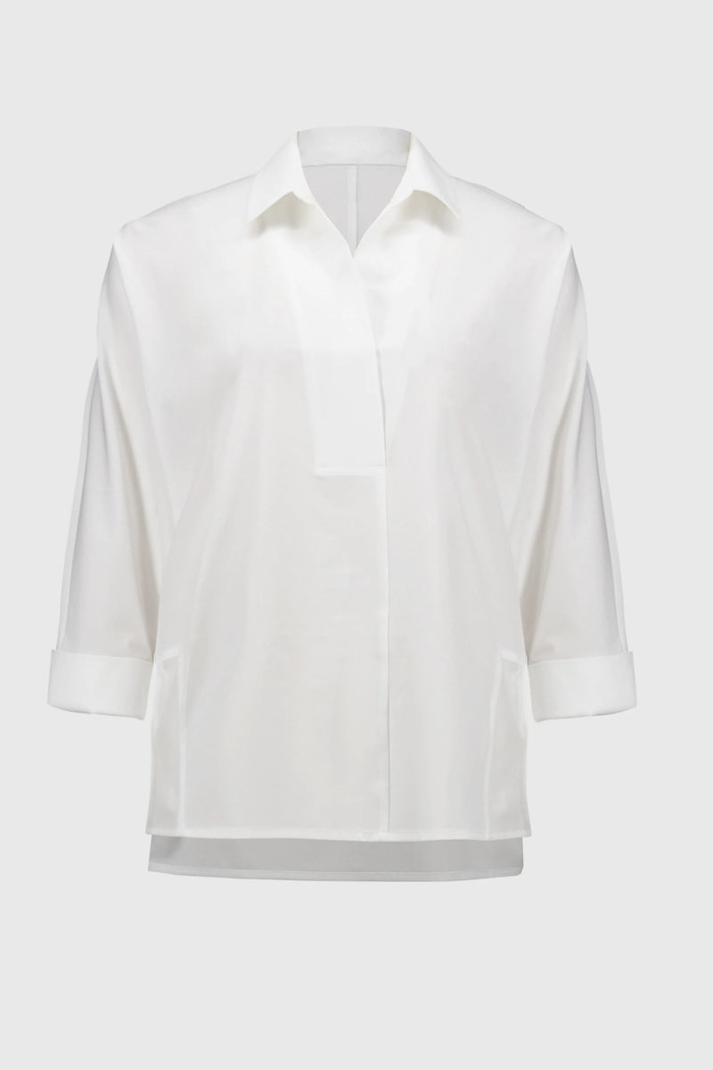 Joseph Ribkoff Poplin Boxy Shirt With Overlapping V-Neck 251948 S25