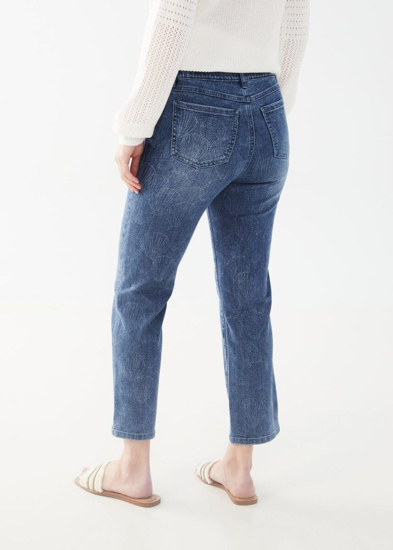 FDJ Printed Pull-On Straight Crop Denim Jeans d2561699 S24