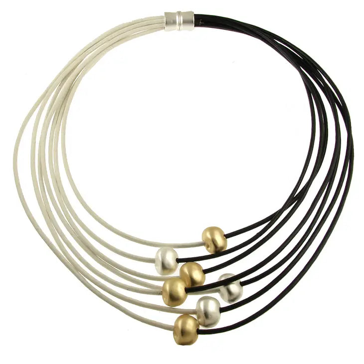 Origin Matt Silver /L.Matt Kc Gold/Black Necklace Style 5213