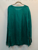 FINAL SALE - Crinkled Silk Top with Embroidery