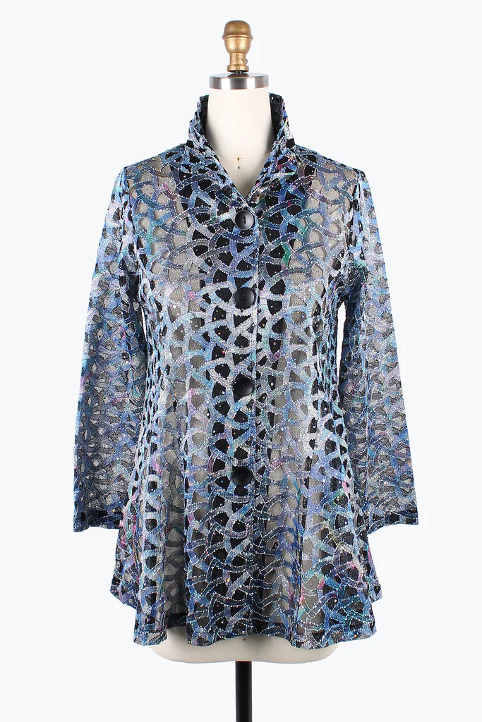 Damee Holographic Scale Mesh Flare Jacket 300-BLU BESTSELLER