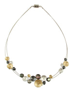 Origin Matte White/Grey/Gold Glitter Flower Necklace Combi 3690-7 -