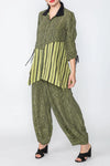 IC Collection Sage Asymmetrical Tunic Blouse W/ Stripes Style 4196B