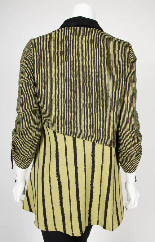 IC Collection Sage Asymmetrical Tunic Blouse W/ Stripes Style 4196B